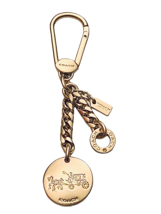 Coach Accessories - Coach Gold-Tone Charm Keyring with Signature Medallion